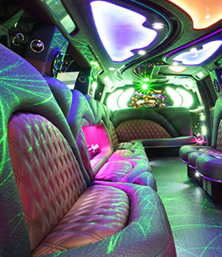 Colorful LED lights on limo
