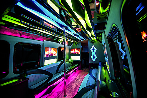 limo bus TV screens