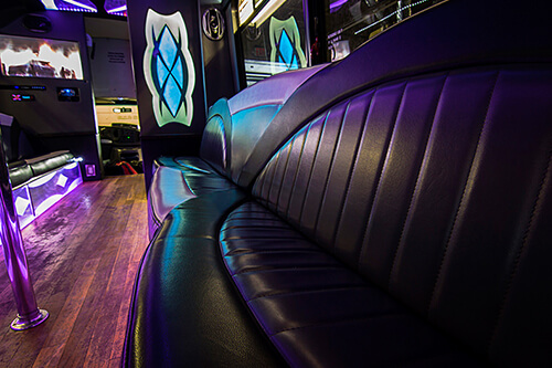 comfortable seating on limo bus