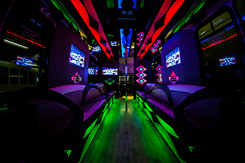 Colorful LED lights on limo